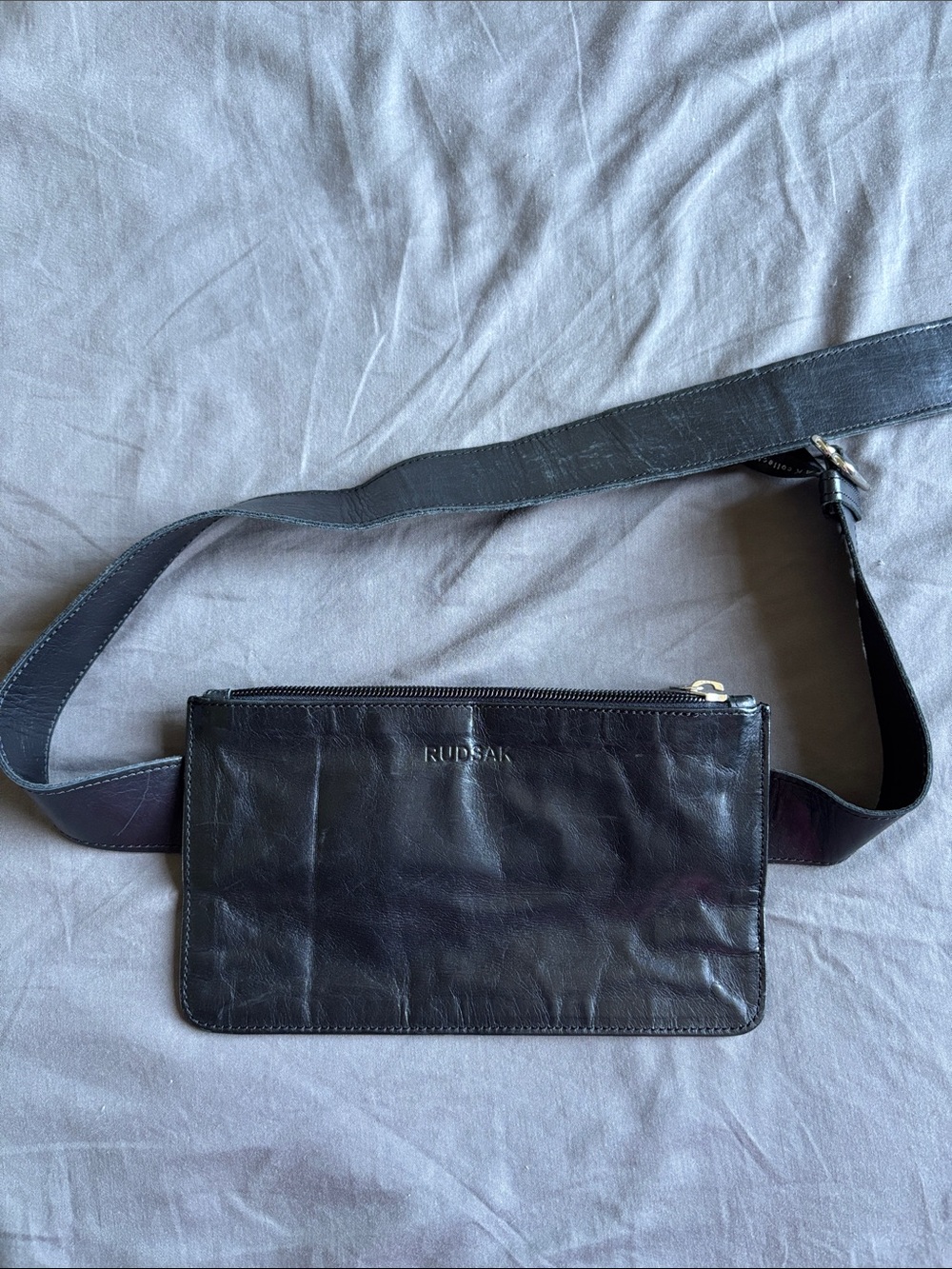 RUDSAK Black Leather Belt Bag